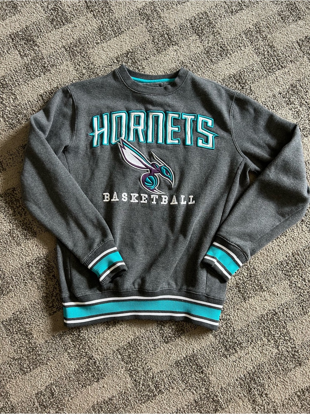Unk Charcoal Crewneck Sweater with Teal Accents